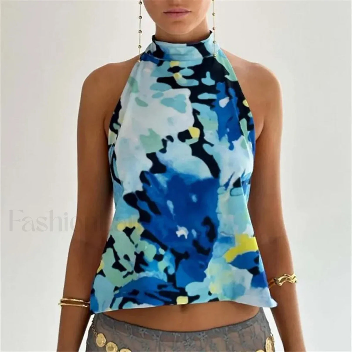 Floral Boho Backless Crop Top