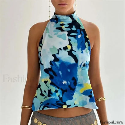 Floral Boho Backless Crop Top
