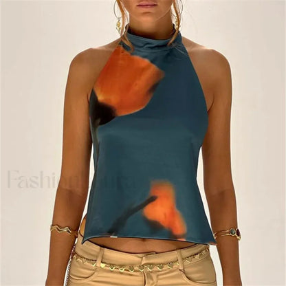 Floral Boho Backless Crop Top