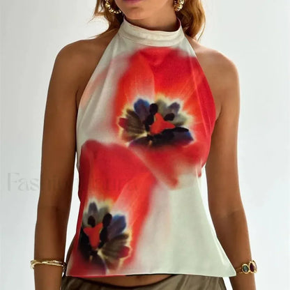 Floral Boho Backless Crop Top