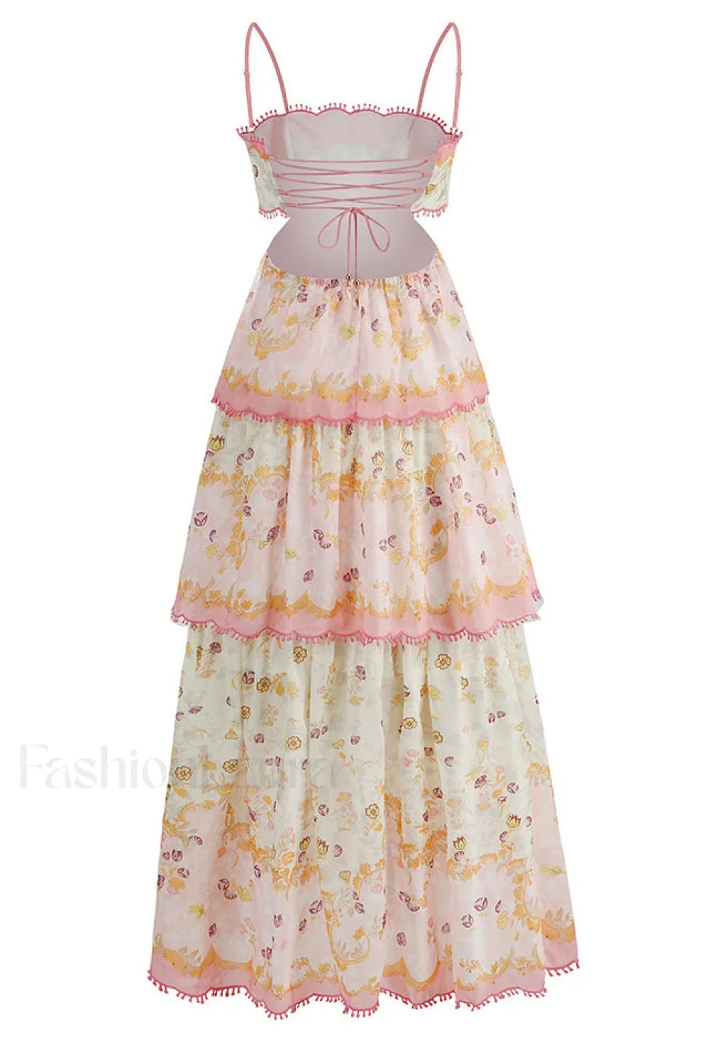 Floral Cami Tiered Charming Ruffle Hem Dress