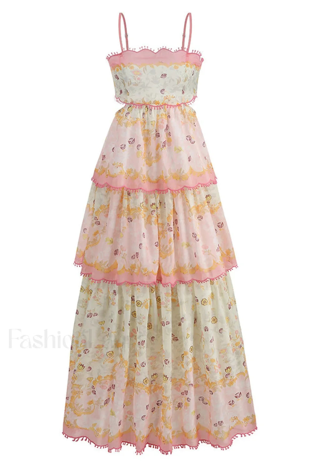 Floral Cami Tiered Charming Ruffle Hem Dress