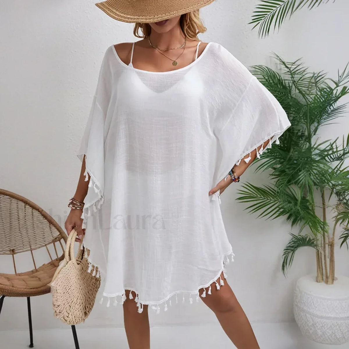 Floral Chiffon Short Sleeve Cover Up