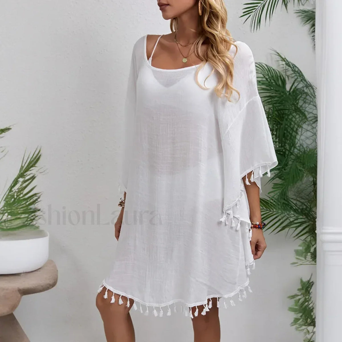 Floral Chiffon Short Sleeve Cover Up