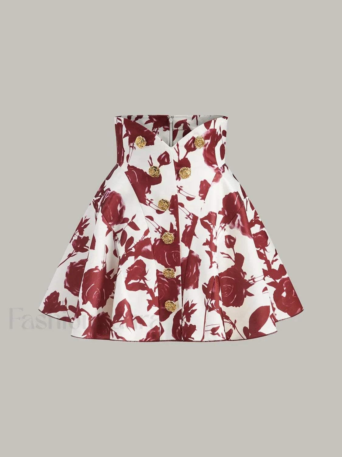 Floral Print Button-Detail Skirt