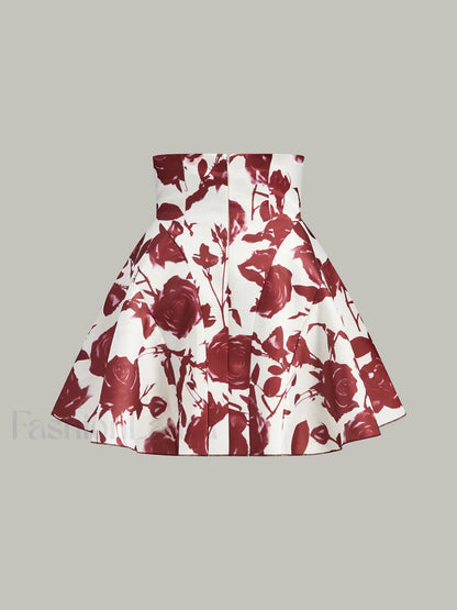 Floral Print Button-Detail Skirt