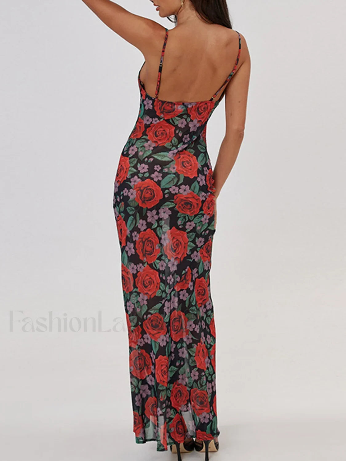 Floral Print Graceful Cami Long Dress