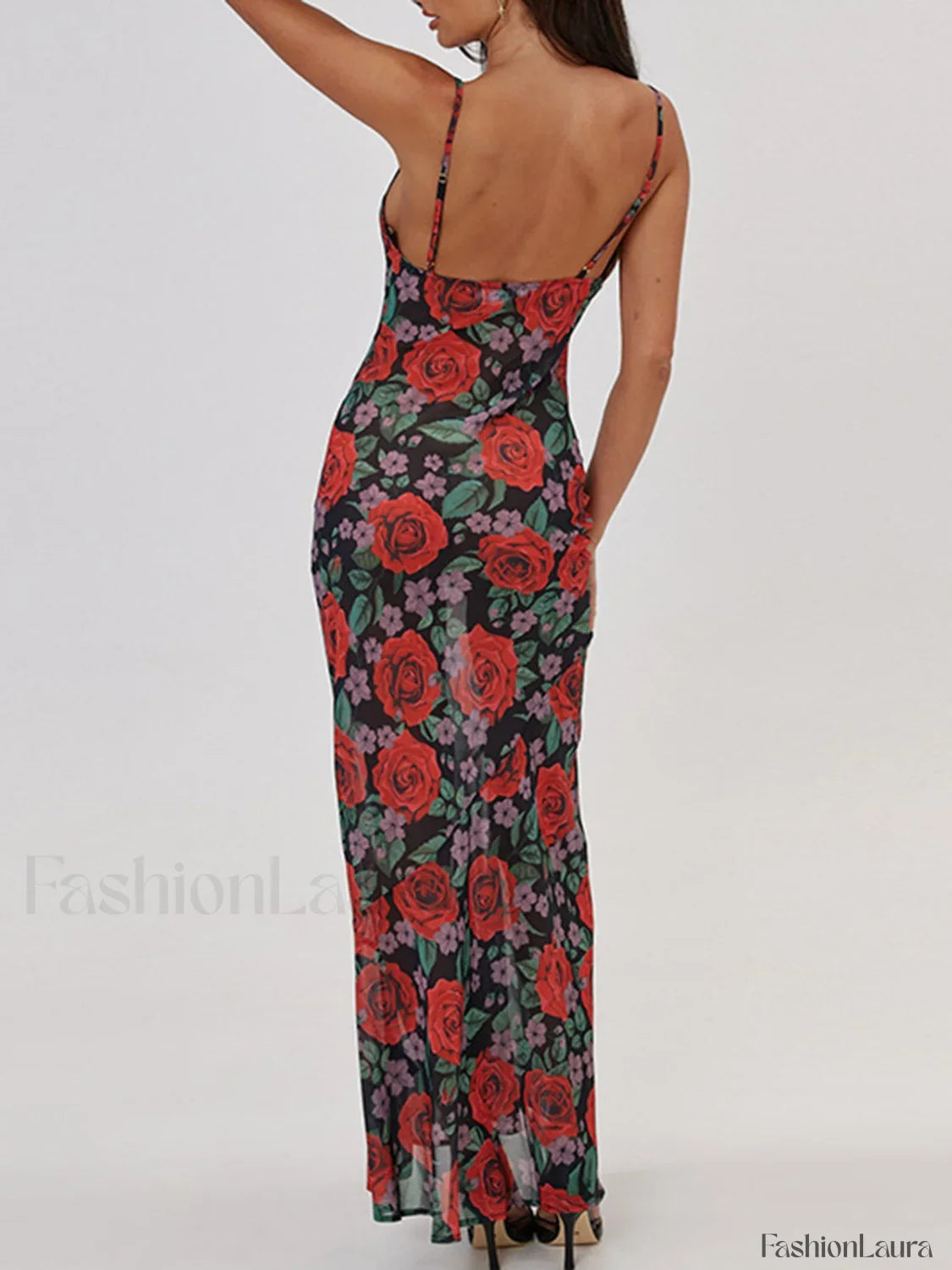 Floral Print Graceful Cami Long Dress