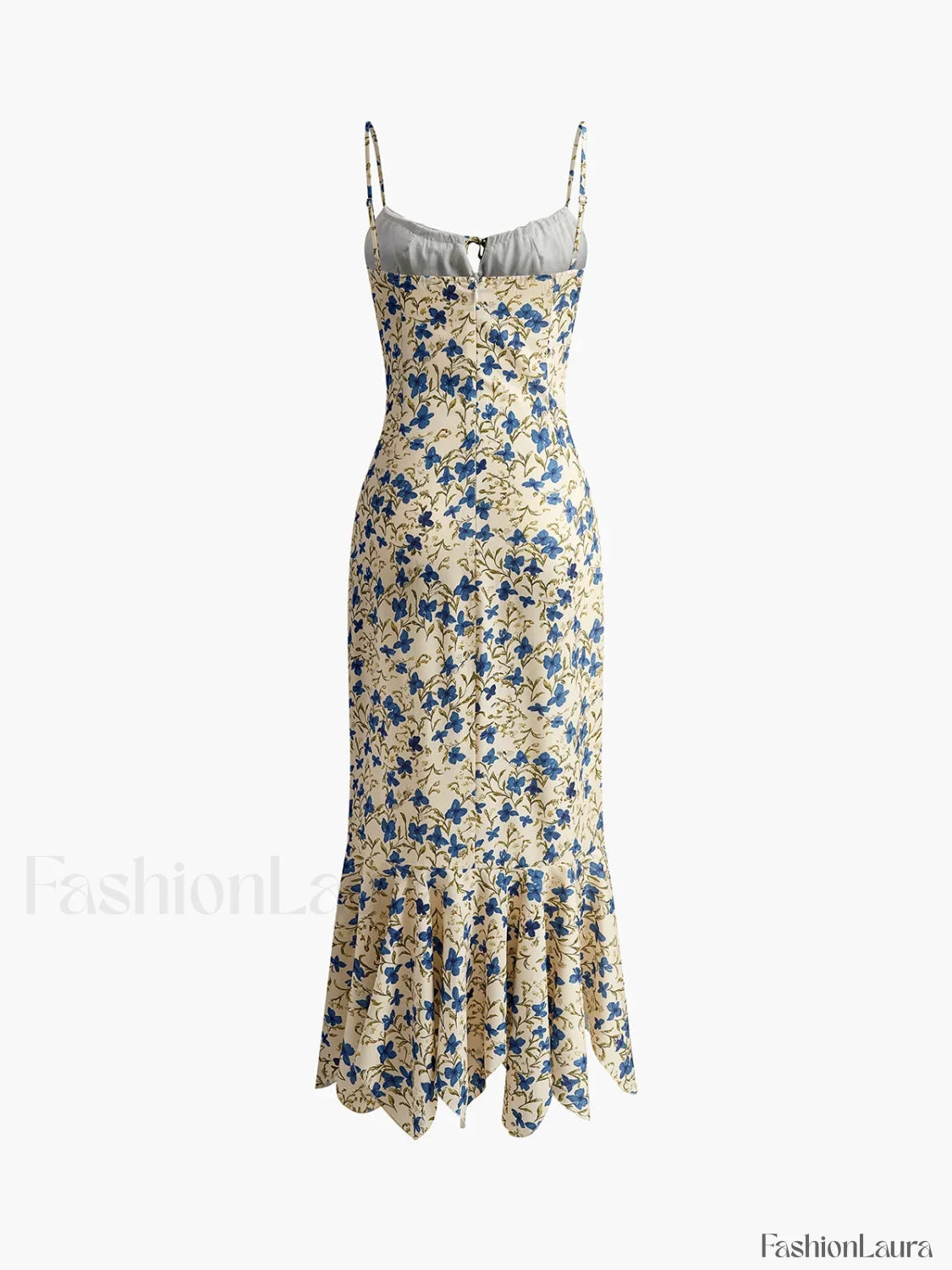 Floral Print Knotted Irregular Hem Long Dress