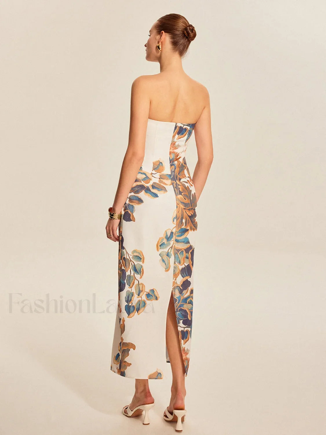 Floral Print Strapless Dress