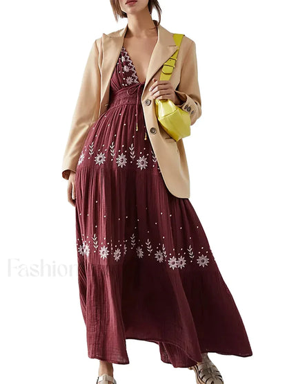 Floral Tie-Up Halter Boho Dress