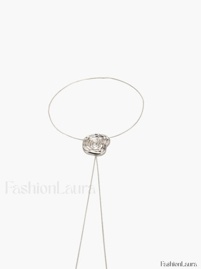 Flower Decor Graceful Drawstring Necklace