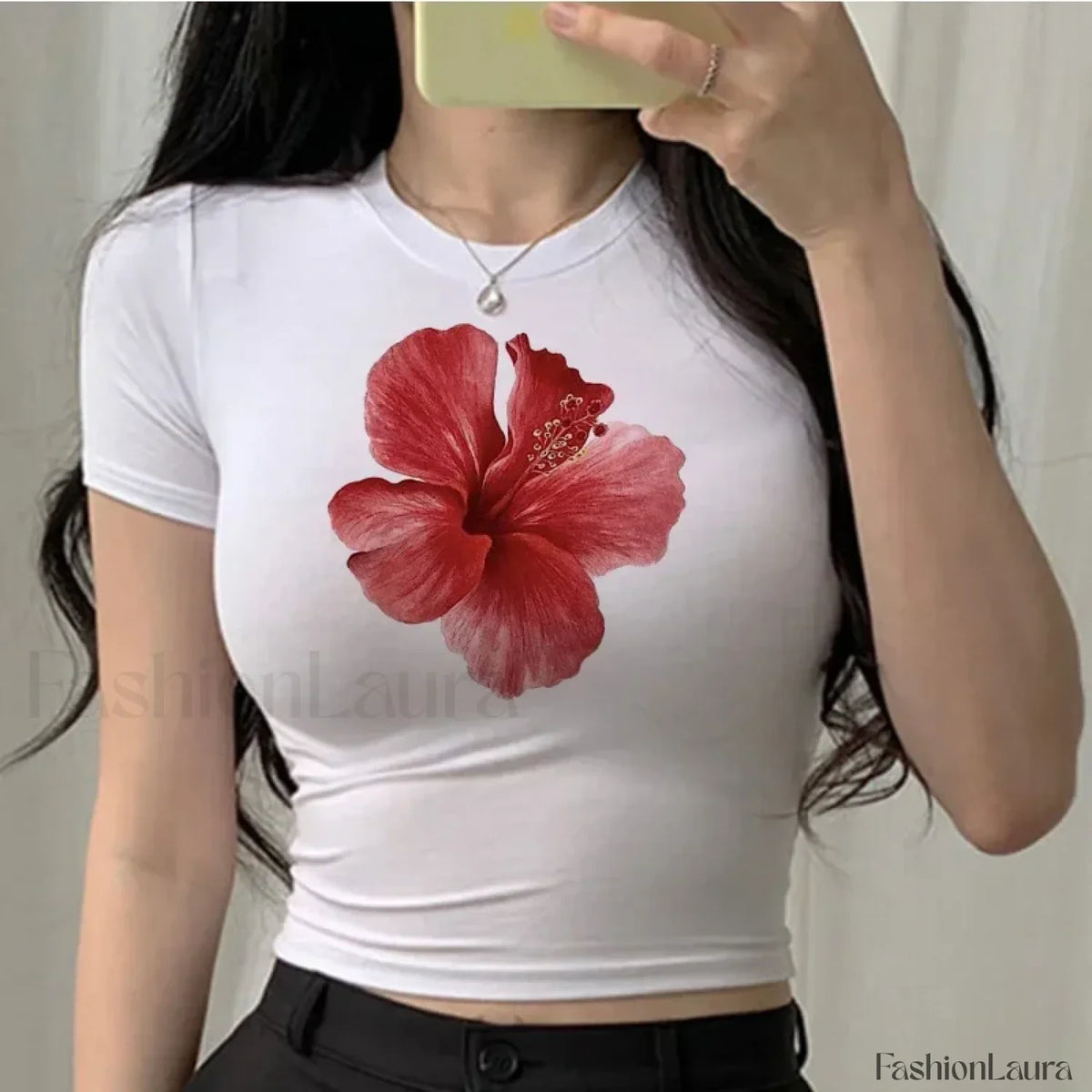 Flower Print Vintage Crop Top T-Shirt