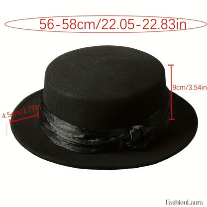 French Flat Top Woolen Fashionable Versatile British Retro Hat