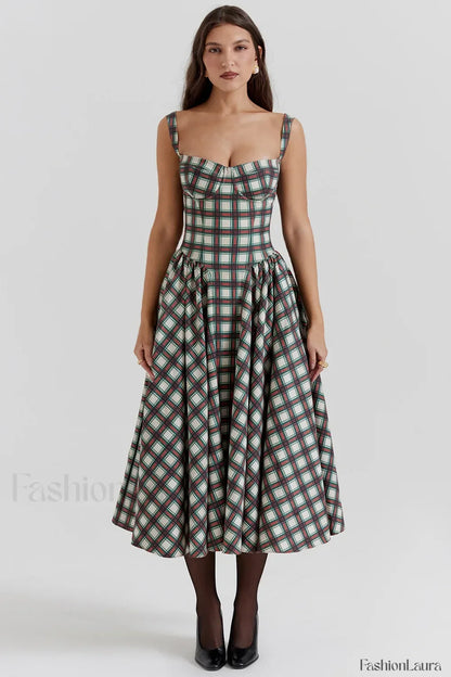 French Vintage Strap Midi Dress