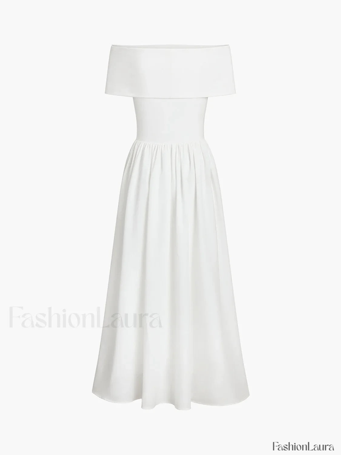 Frenchy Solid Graceful Off-Shoulder Long Dress