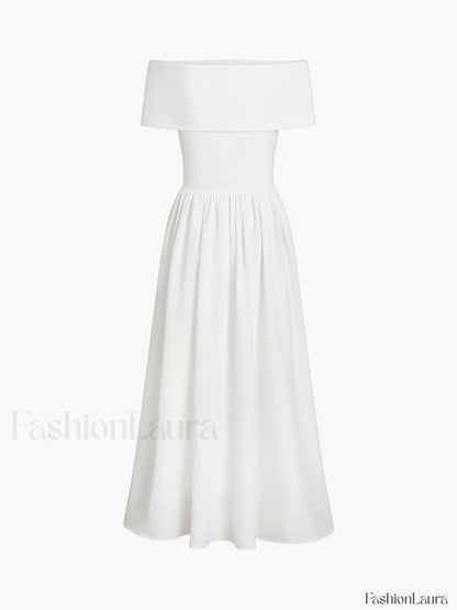 Frenchy Solid Graceful Off-Shoulder Long Dress