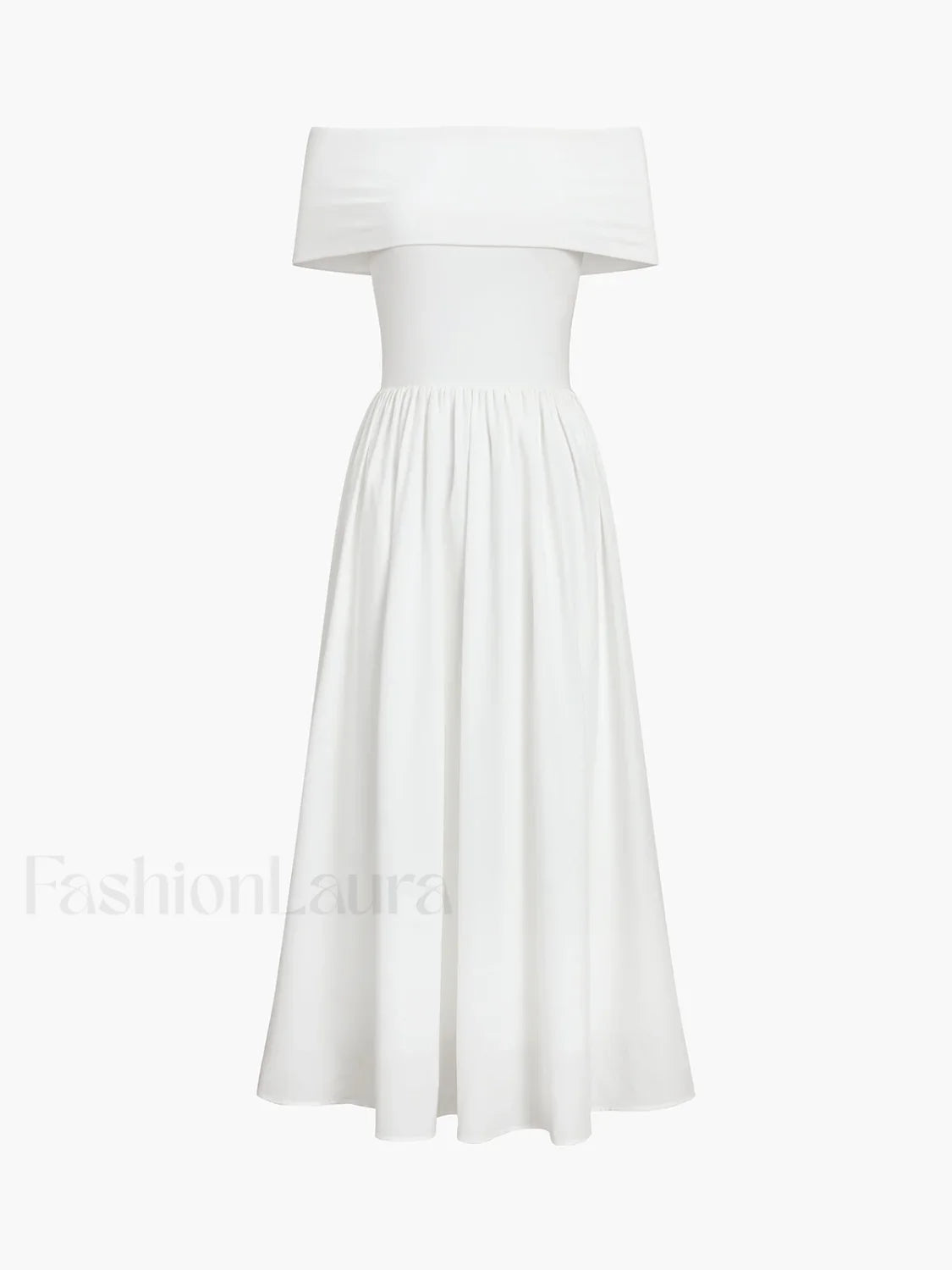 Frenchy Solid Graceful Off-Shoulder Long Dress