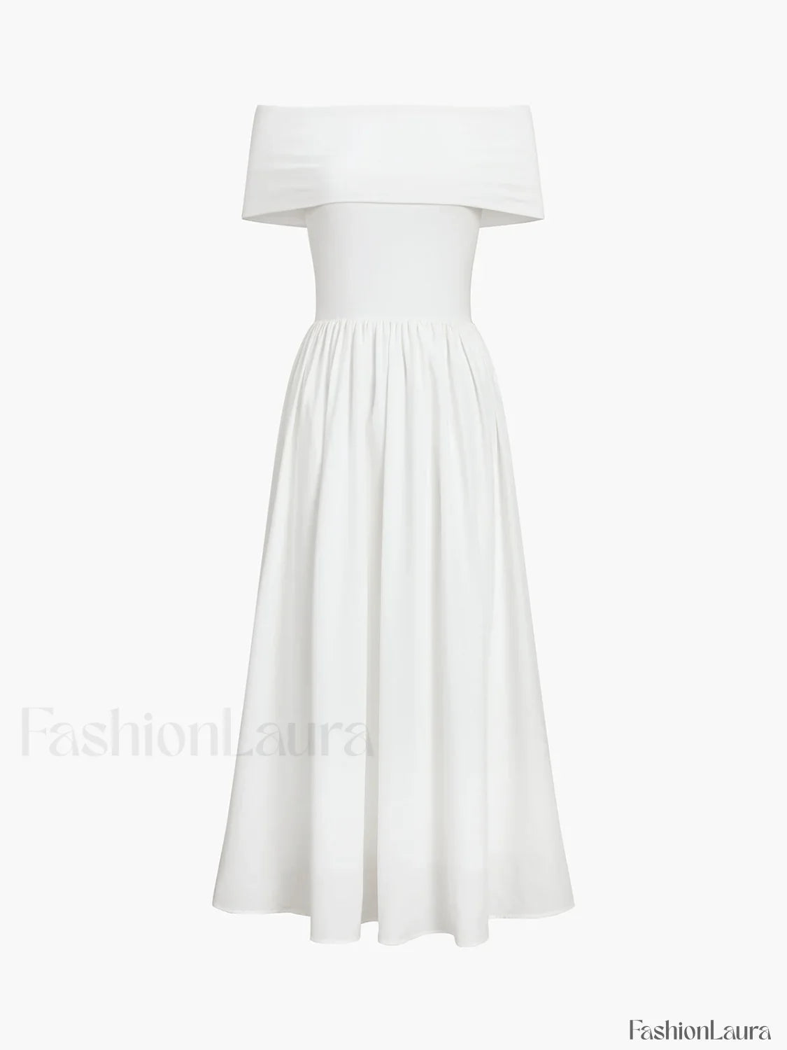 Frenchy Solid Graceful Off-Shoulder Long Dress