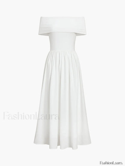 Frenchy Solid Graceful Off-Shoulder Long Dress