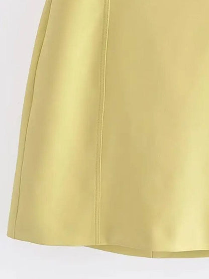 Yellow Faux Leather Strapless Sweetheart Bustier Cut Out Panel Mini Dress