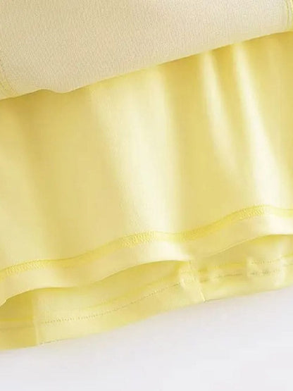 Yellow Faux Leather Strapless Sweetheart Bustier Cut Out Panel Mini Dress