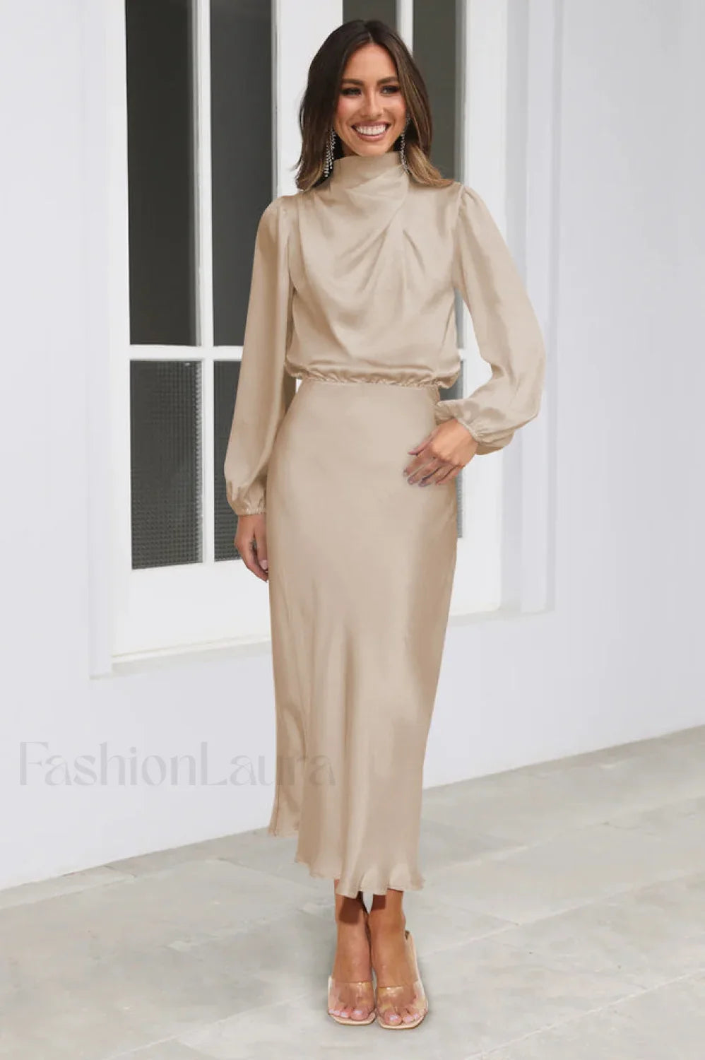 From The Source Charming High Neck Bridal Dress