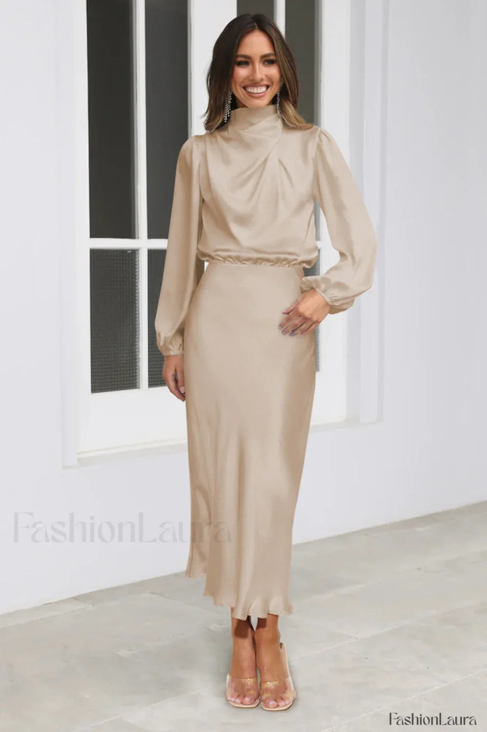 From The Source Charming High Neck Bridal Dress