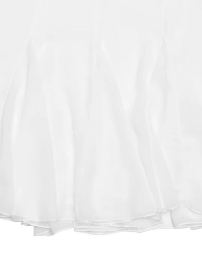 Halter Neck Deep V-Neck Lace Waistband Knife Pleat Mini Dress