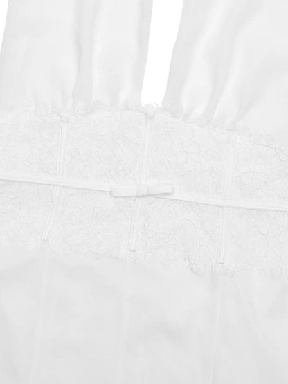 Halter Neck Deep V-Neck Lace Waistband Knife Pleat Mini Dress