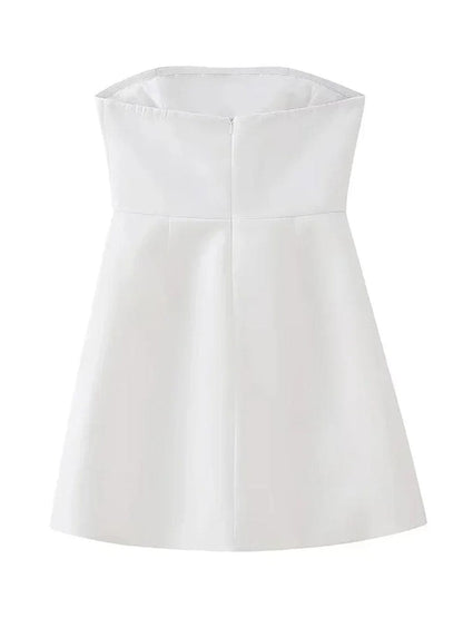 Strapless Princess Seam Flap Pocket Fit and Flare Mini Dress