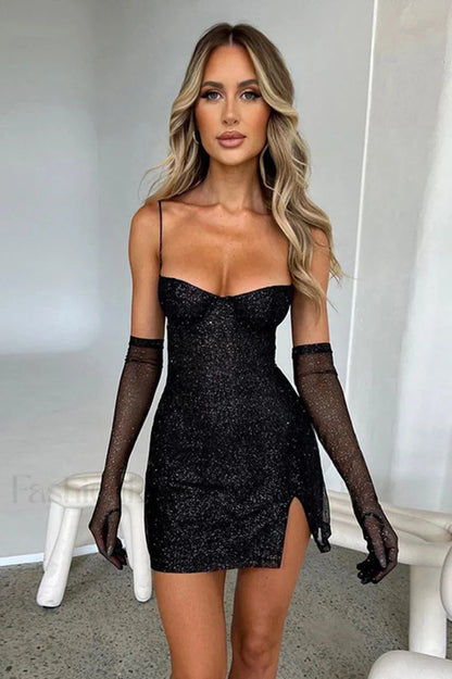 Georgia Shiny Stylish Dress With Gloves