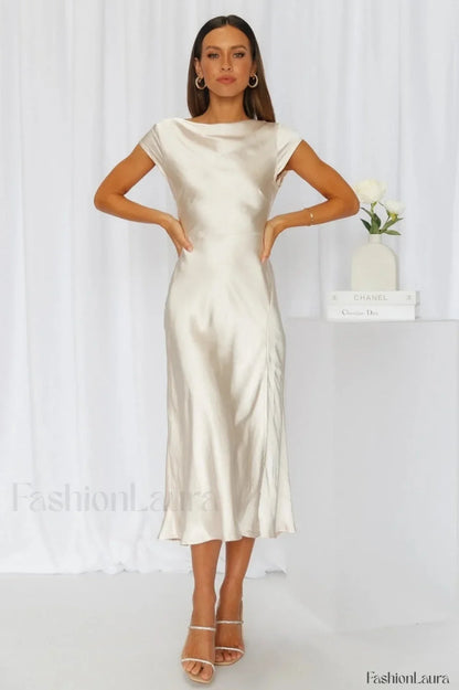 Get In Formation Charming Satin Midi Dress