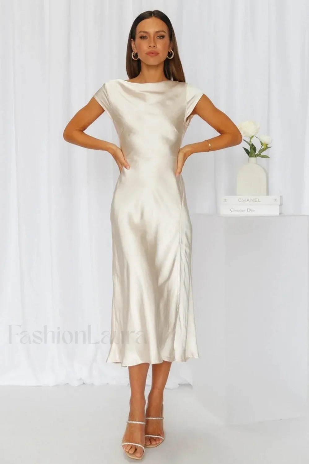 Get In Formation Charming Satin Midi Dress