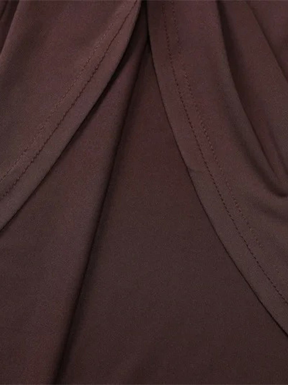 Brown Halter Mock Neck Ruched Wrap Waist High Split Maxi Dress