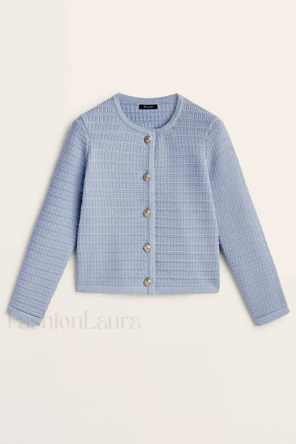 Gold Button Textured Knit Cardigan