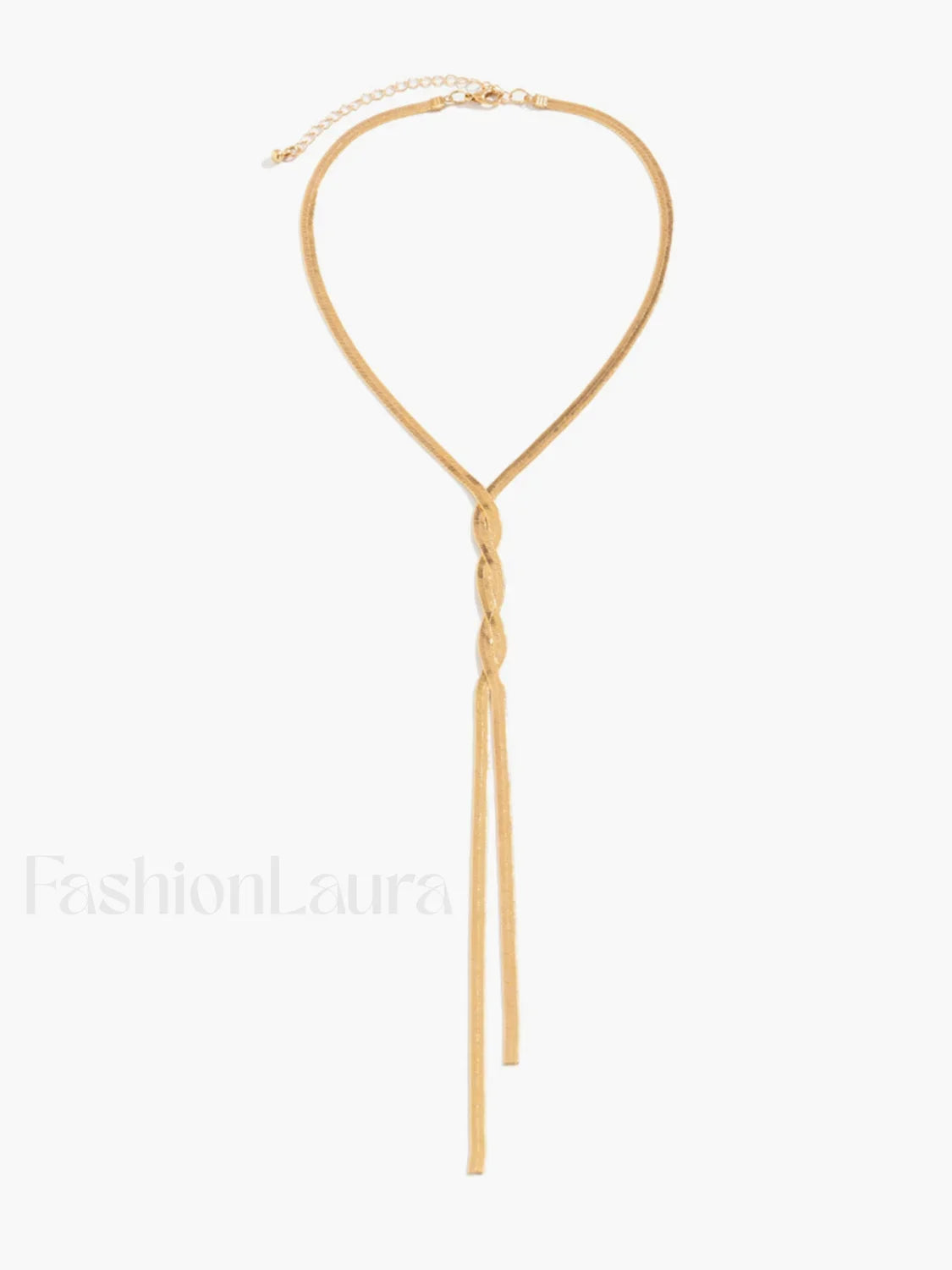 Golden Snake Chain Twist Tassel Necklace