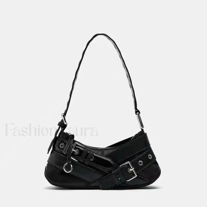 Goth Y2K Punk Rivet Chain School PU Leather Skeleton Fashion Women Backpack Bag