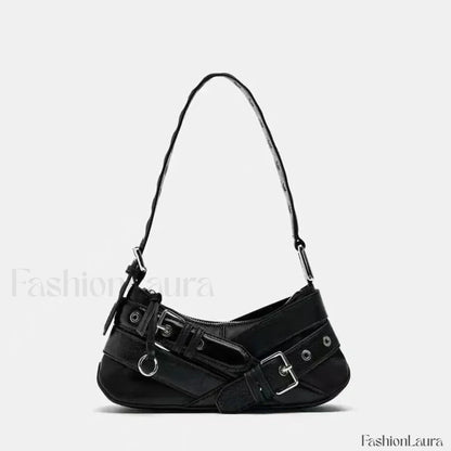 Goth Y2K Punk Rivet Chain School PU Leather Skeleton Fashion Women Backpack Bag