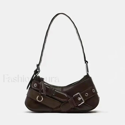 Goth Y2K Punk Rivet Chain School PU Leather Skeleton Fashion Women Backpack Bag