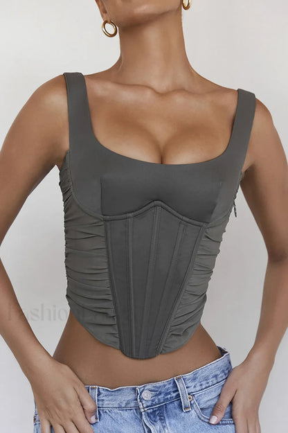 Gray Lace Stylish Back Corset