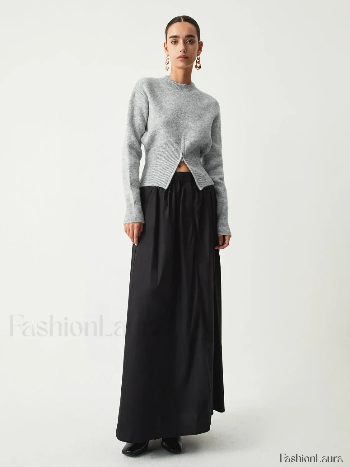 Half Zip Graceful Fuzzy Sweater