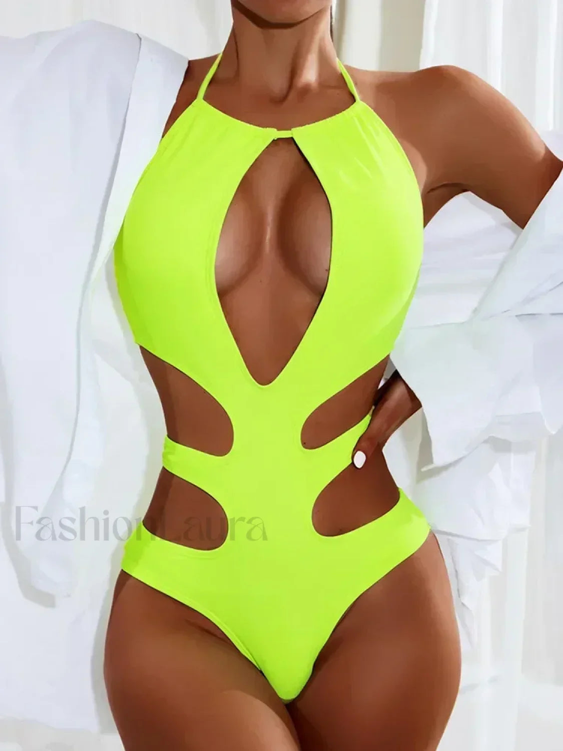 Halter Hollow Monokini Cut Out One Piece