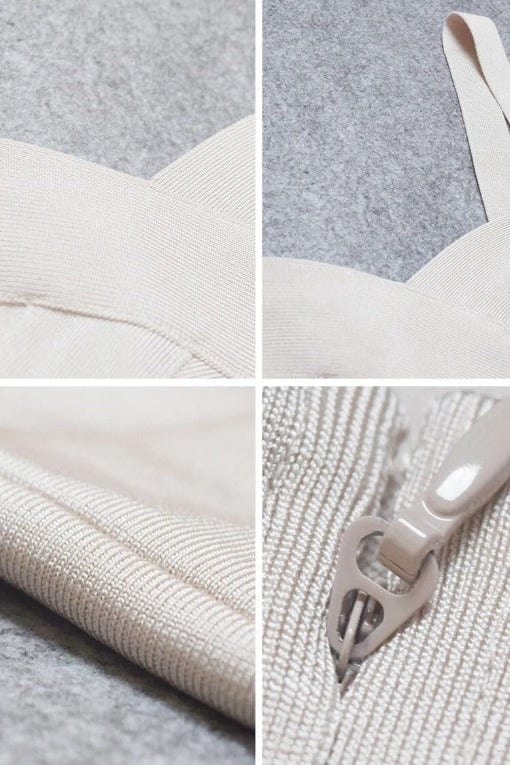 Cream Bandage Sweetheart Neck Criss Cross Bodycon Midi Dress