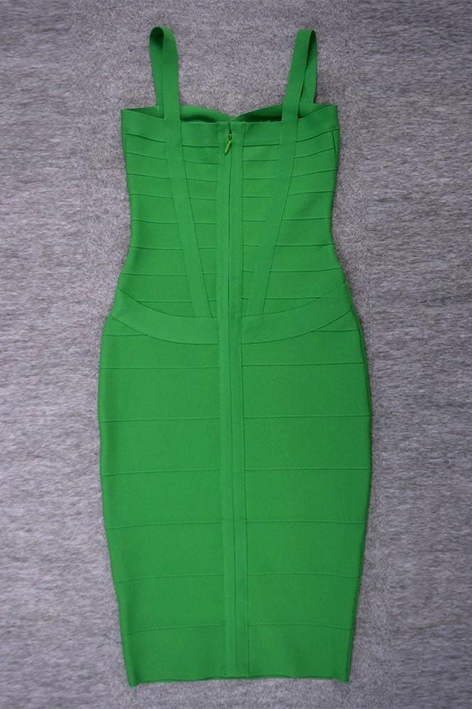 Emerald Green Sweetheart Wrap Criss Cross Bandage Bodycon Midi Dress