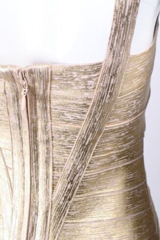 Gold Bandage Sweetheart Criss Cross Sleeveless Midi Dress