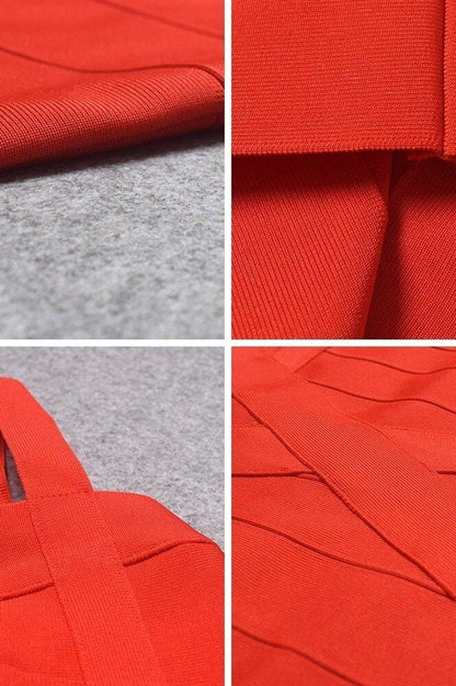 Lipstick Red Bandage Sweetheart Neck Criss Cross Bodycon Midi Dress