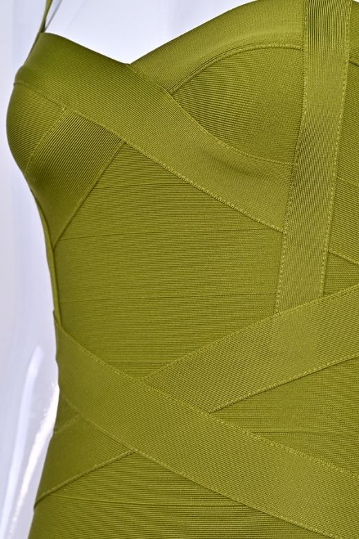 Olive Green Bandage Sweetheart Criss Cross Sleeveless Midi Dress
