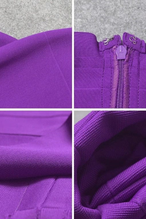 Plum Purple Sweetheart Criss Cross Waist Bandage Bodycon Midi Dress