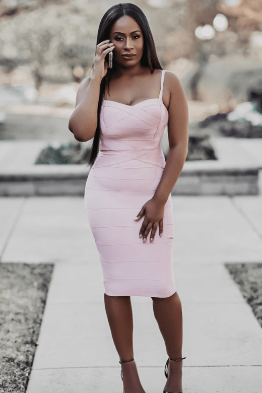 Silver Sweetheart Wide Strap Criss Cross Bandage Bodycon Midi Dress